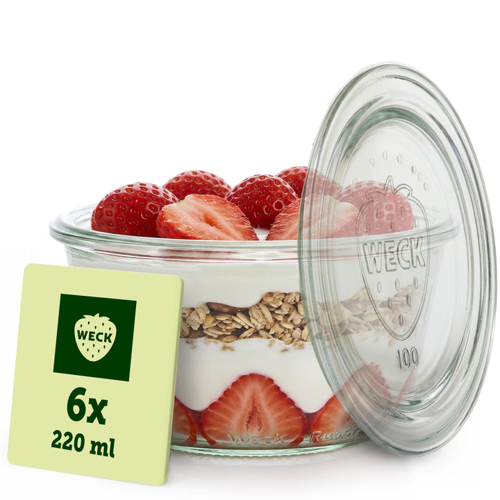 Weck Glas 6 280ml Gugelhupf Form RR100 mit Auswahl Zubehör im Original Weck Karton (Mit Glasdeckel)