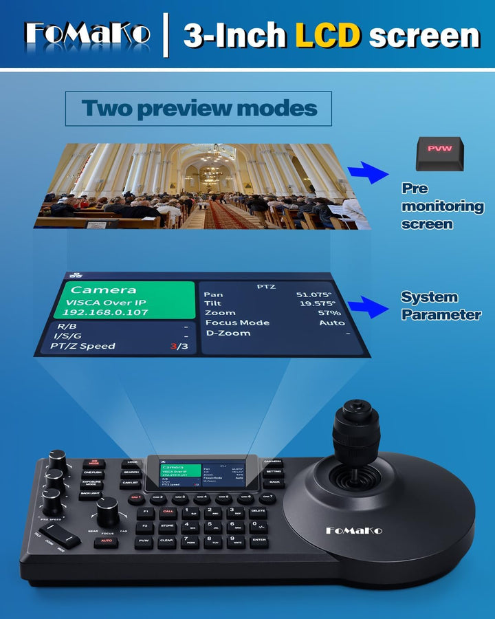 FoMaKo KC608 Pro IP LAN Streaming Kamera PTZ Controller PoE RS232 RS485, 3D PTZ Kamera Keyboard Cont