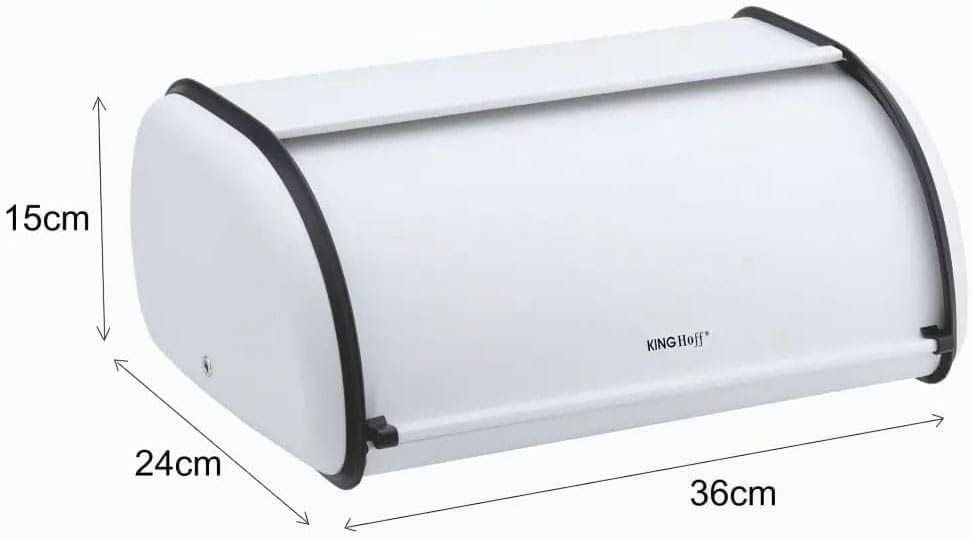 KING HOFF Brotkasten Brotbox Brotbehälter Brotdose aus Stahl (Weiss) Weiss Klein, Weiss Klein