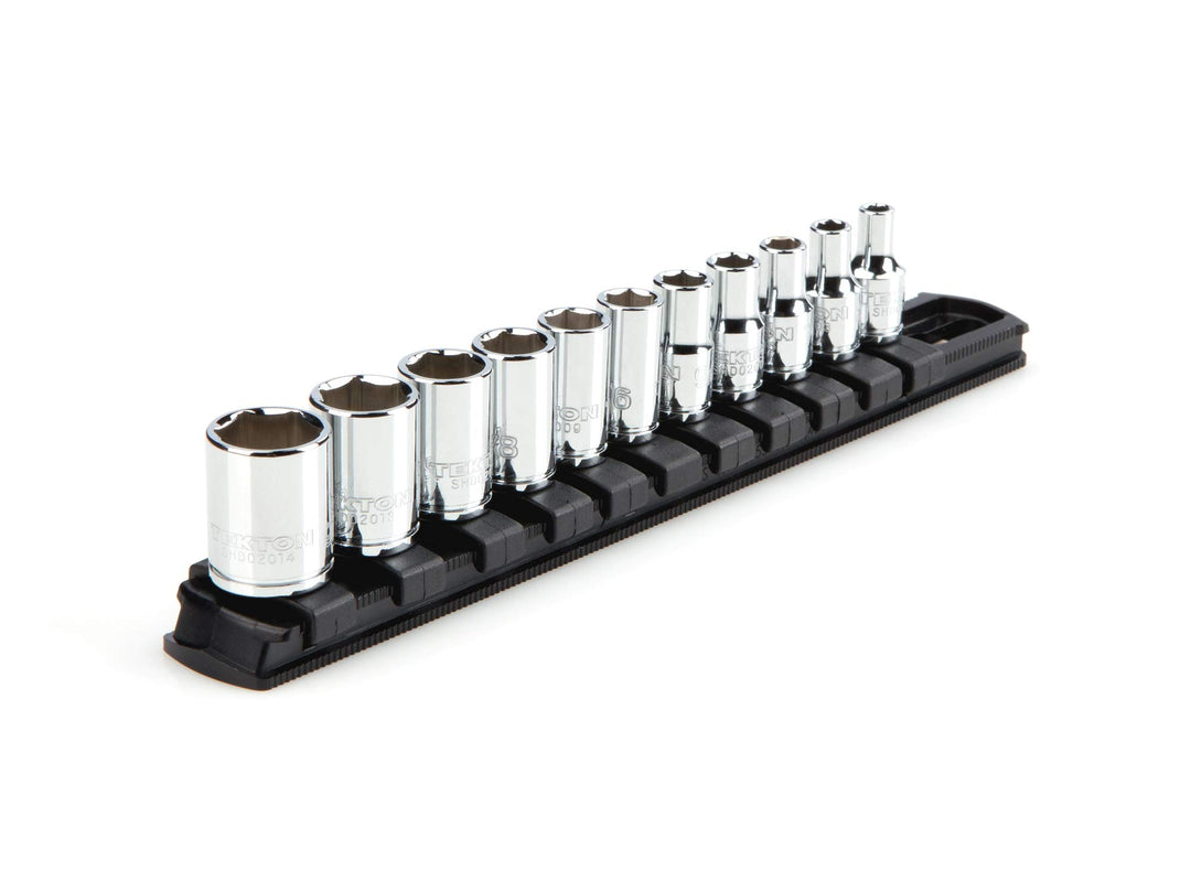 TEKTON 1/10.2 cm Antrieb 6-Kant Steckschlüsselsatz mit Schiene, 11-teilig (5/32-9/40.6 cm) | SHD9010