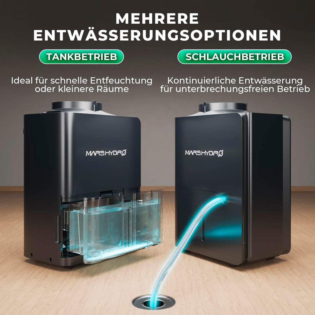 MARS HYDRO Luftentfeuchter, 12L/Tag, Wassertank 1.2L | Automatische Abtauung, Timer Funktion, Für Gr