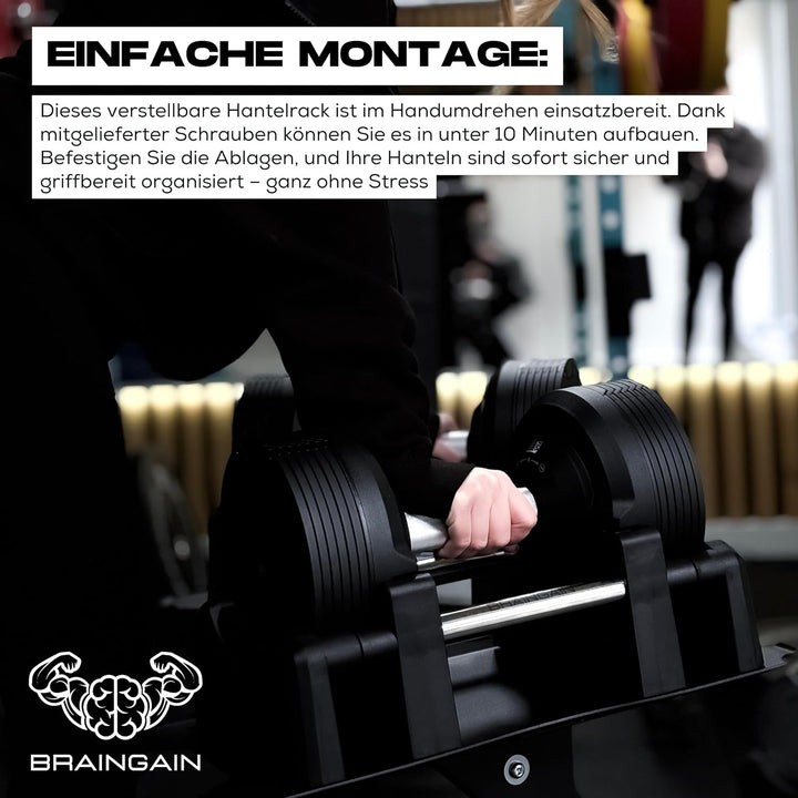 BRAINGAIN Rack Compatible 23.5kg 32.5kg 41.5kg Chrome Black Adjustable Dumbbells Stand Home Gym Equi
