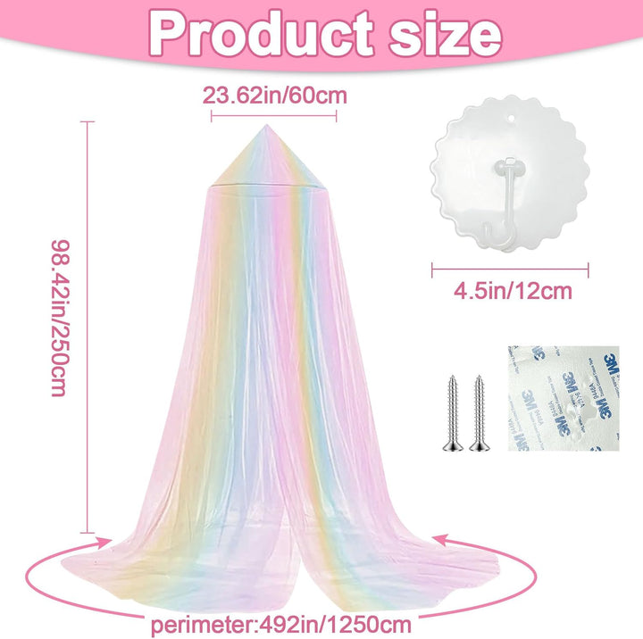 Forhome Betthimmel Mädchen,Regenbogen Betthimmel,(60 * 250 * 1250),Hängendes Mückennetz Bett für Kin