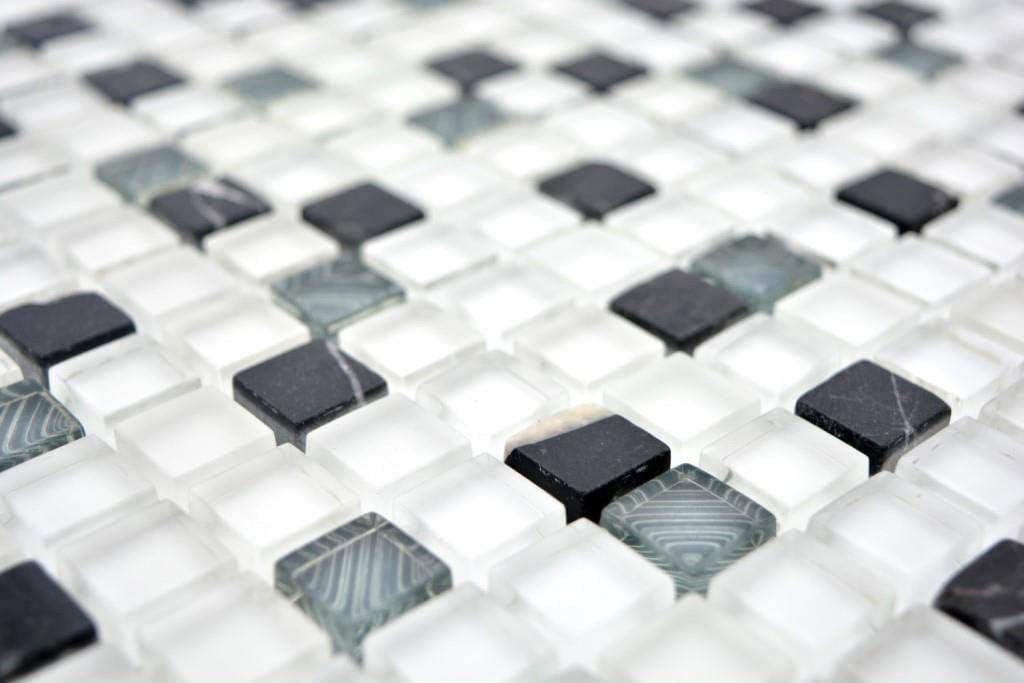 Mosaik Fliese Transluzent weiss grau Glasmosaik Crystal Stein superweiss matt schwarz für WAND BAD K