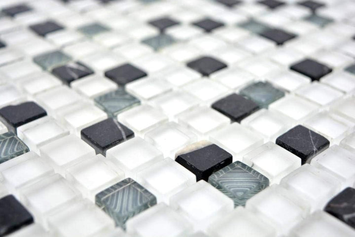 Mosaik Fliese Transluzent weiss grau Glasmosaik Crystal Stein superweiss matt schwarz für WAND BAD K