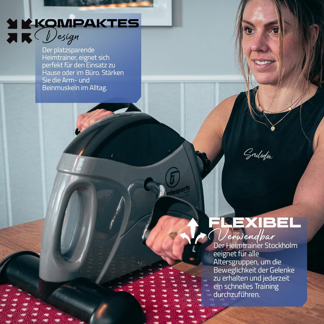 Fjoerdesports Mini-Heimtrainer, Arm- und Beintrainer, Bewegungstrainer, 2 in 1, mit Trainingsdisplay