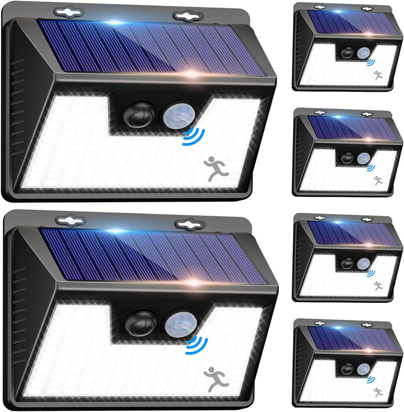 nipify Solarlampen für Aussen mit Bewegungsmelder, 【6 Stück】 140 LED 3 Modi Solarleuchten für Aussen