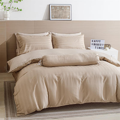 Luofanfei Satin Bettwäsche 135x200cm Beige Gold Braun Glänzend Glanzsatin Seiden Bettwäsche Set Gest
