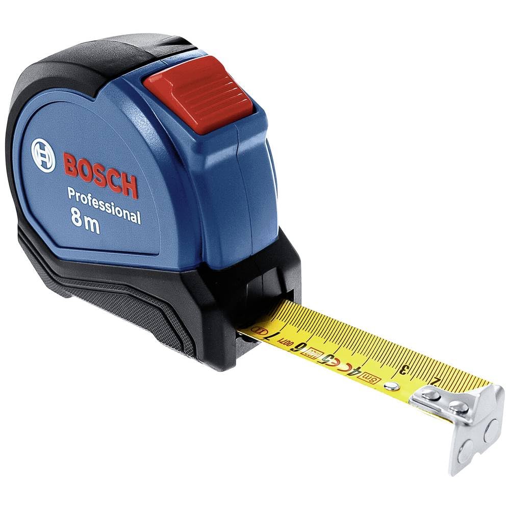 Bosch Professional 8m Massband Autlock (Gürtelklemme, Magnethaken (NdFeB), 27mm Nylon-Stahlband)