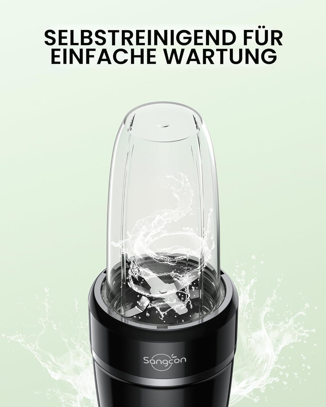 Sangcon 1000 W Mixer für Smoothies, Mixer für die Küche mit 3 Tassen + 2 Auslaufabdeckungen + 1 Aufb