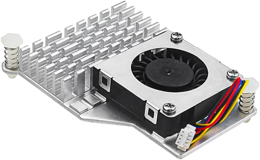 Aktiver Kühler für Raspberry Pi 5 4 GB/8 GB mit PWM-Lüfter und Aluminium-Kühlkörper (Silber)