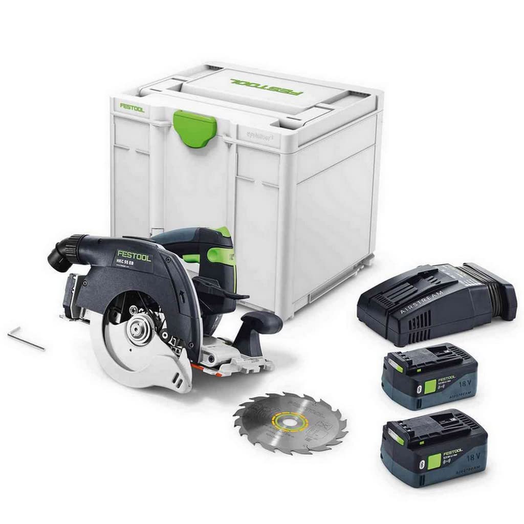 Festool Akku-Handkreissäge HKC 55 5,0 EBI-Plus-SCA (mit Akkupacks, Schnellladegerät, Kreissägeblatt,