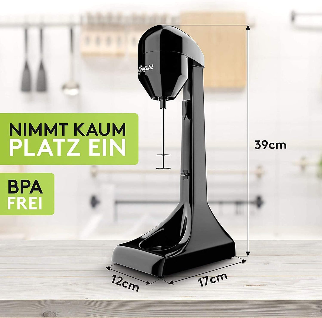 Liebfeld Protein Shaker Elektrisch - Stabmixer mit 500ml Edelstahl Becher - Proteinshake & Milch Sha