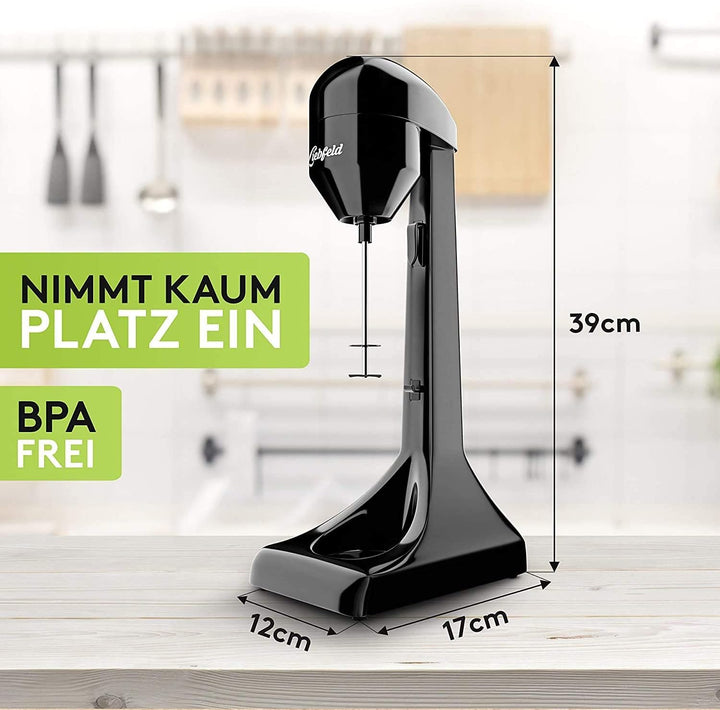 Liebfeld Protein Shaker Elektrisch - Stabmixer mit 500ml Edelstahl Becher - Proteinshake & Milch Sha