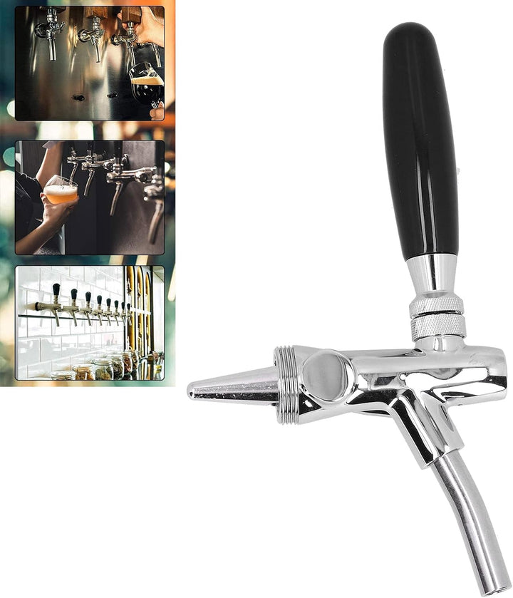 Bierhahn M30 x 1.5 Gewinde Silber Edelstahl Verstellbarer Wasserhahn mit Langem Griff, Bier Getränke