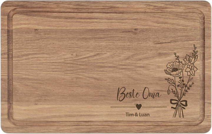 Geschenk für Beste Oma | Geburtstagsgeschenk Mama | Personalisiertes Schneidebrett XL | Eiche 40x25x