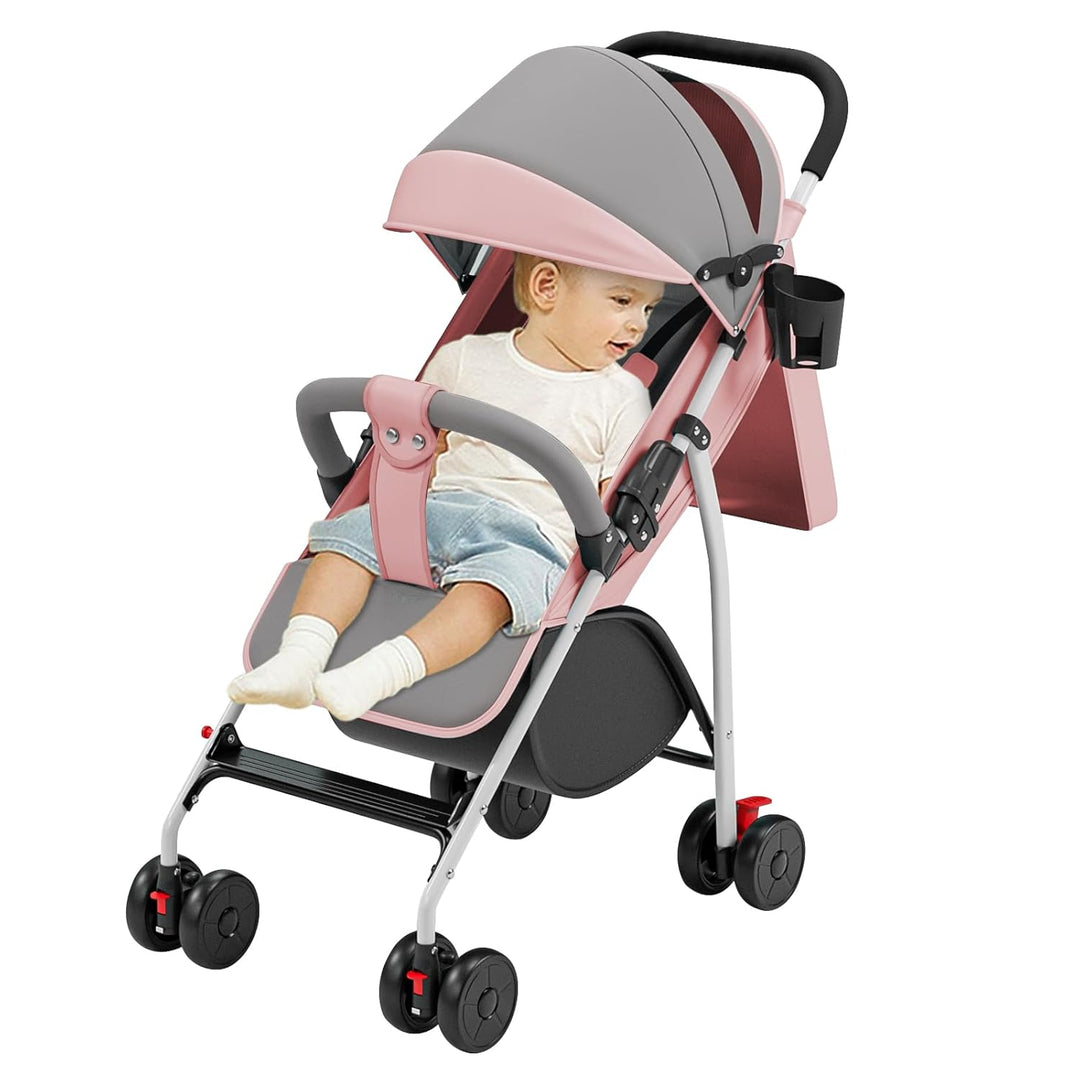 Kinderbuggy, Kinderwagen mit Sonnenschirm, Kinderwagen Zusammenklappbar, Buggy mit Liegefunktion, Ka