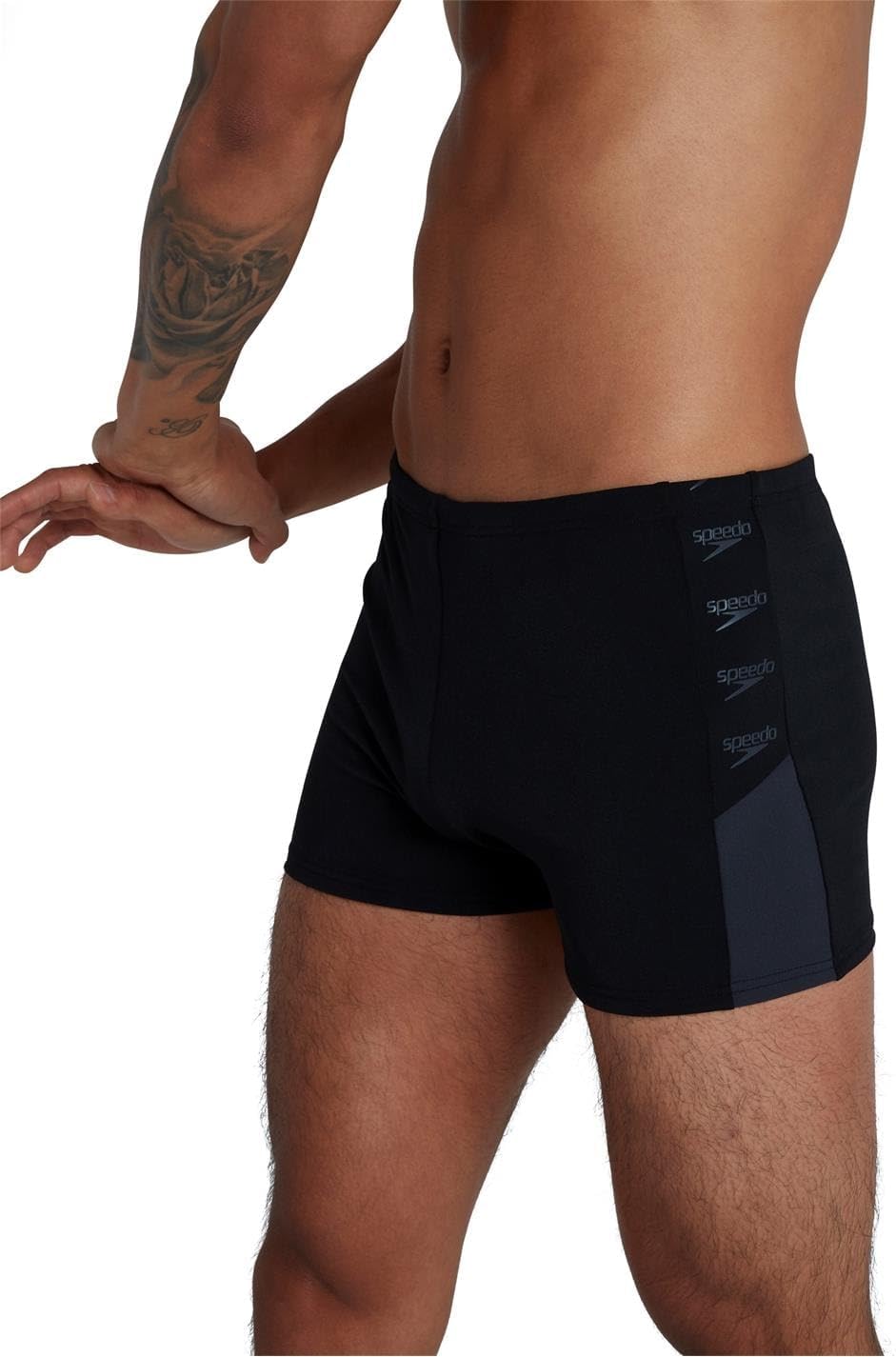 Speedo Herren Boom Logo Splice Aquashort (1er Pack) 3 Schwarz/Oxid Grau, 3 Schwarz/Oxid Grau