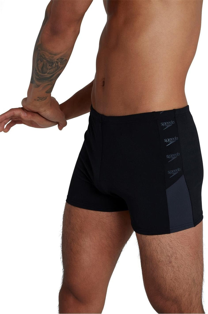 Speedo Herren Boom Logo Splice Aquashort (1er Pack) 3 Schwarz/Oxid Grau, 3 Schwarz/Oxid Grau
