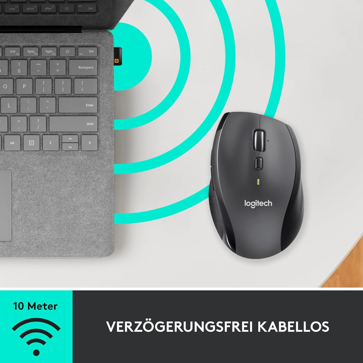 Logitech M705 Marathon Kabellose Maus, 2,4 GHz mit USB-Unifying-Empfänger, 1000 DPI, 5 programmierba