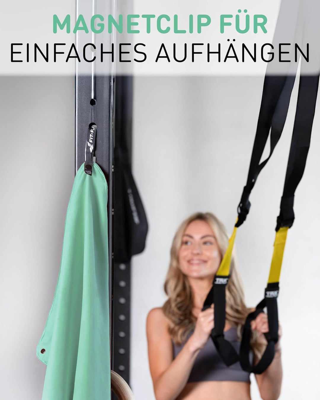Fit-Flip Fitness Handtuch aus Mikrofaser kompakt und schnelltrocknend | mit Magnet und Reissverschlu