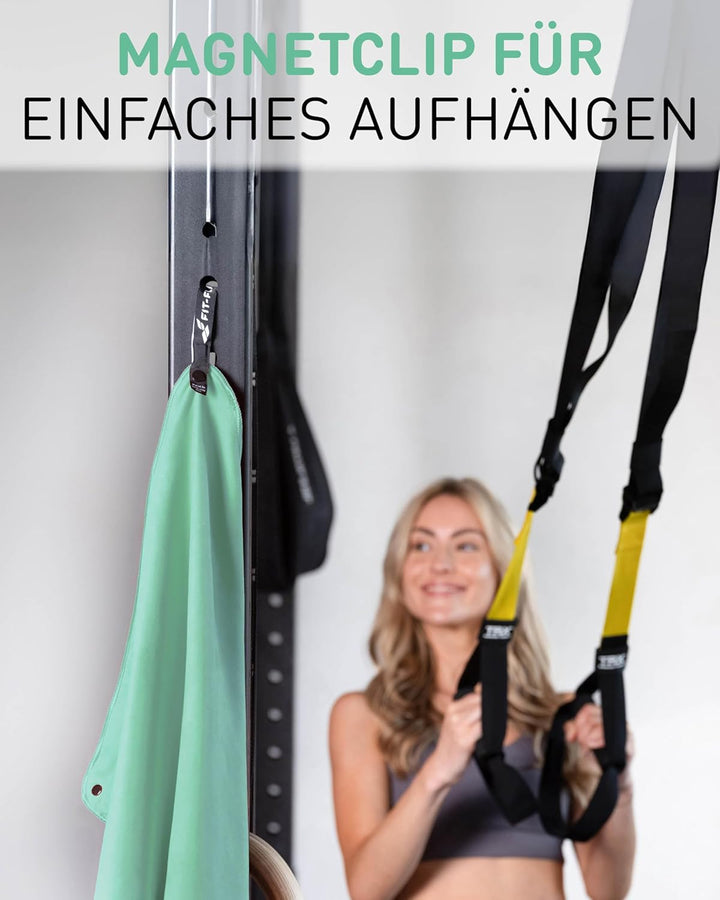 Fit-Flip Fitness Handtuch aus Mikrofaser kompakt und schnelltrocknend | mit Magnet und Reissverschlu