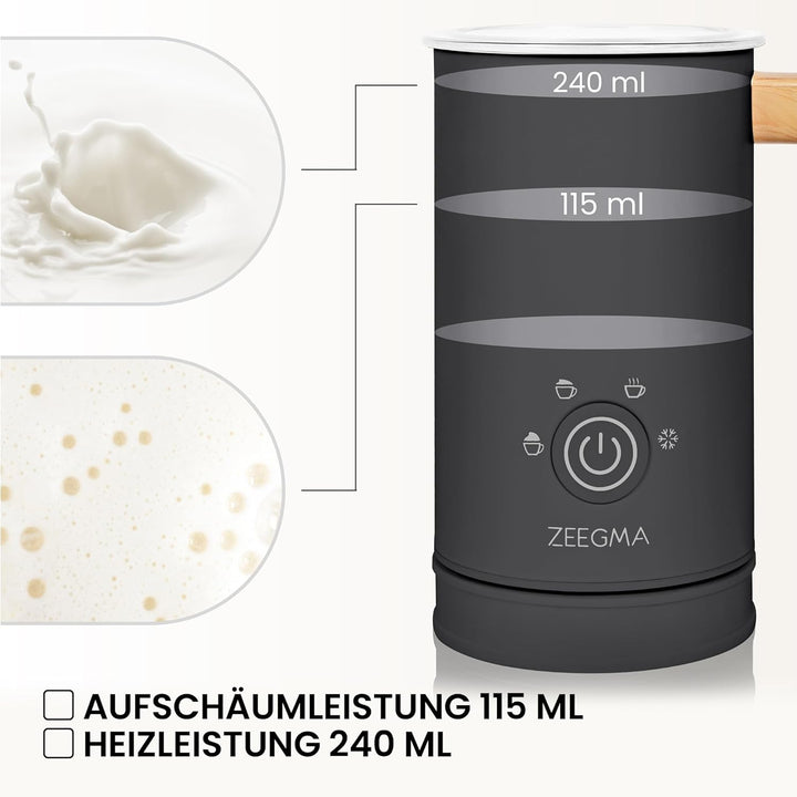 ZEEGMA MILKEE Milchaufschäumer Leistung 500 W Kapazität 650 ml Aufschäumen von warmer und kalter Mil