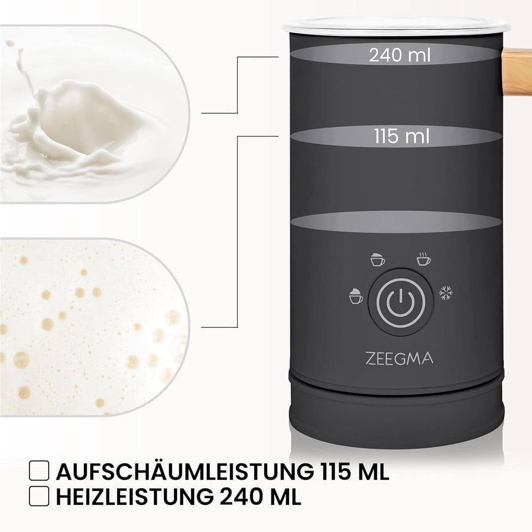ZEEGMA MILKEE Milchaufschäumer Leistung 500 W Kapazität 650 ml Aufschäumen von warmer und kalter Mil