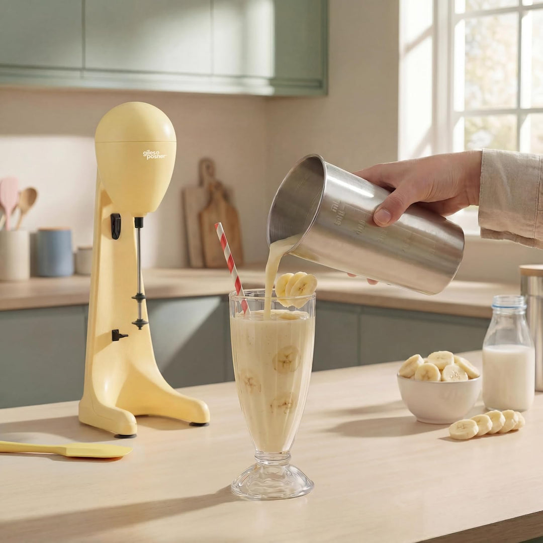 Giles & Posner Funfair Milchshake-Maker – Eiskaffee-Maschine, 2 Geschwindigkeiten, 500 ml Edelstahlb