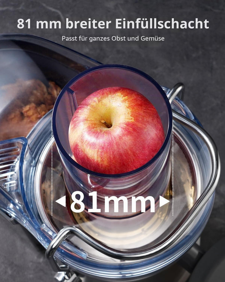 GDOR Entsafter 1300W Entsafter Gemüse und Obst mit Grösserem 81mm Einfüllschacht 1250ml Grosser Saft