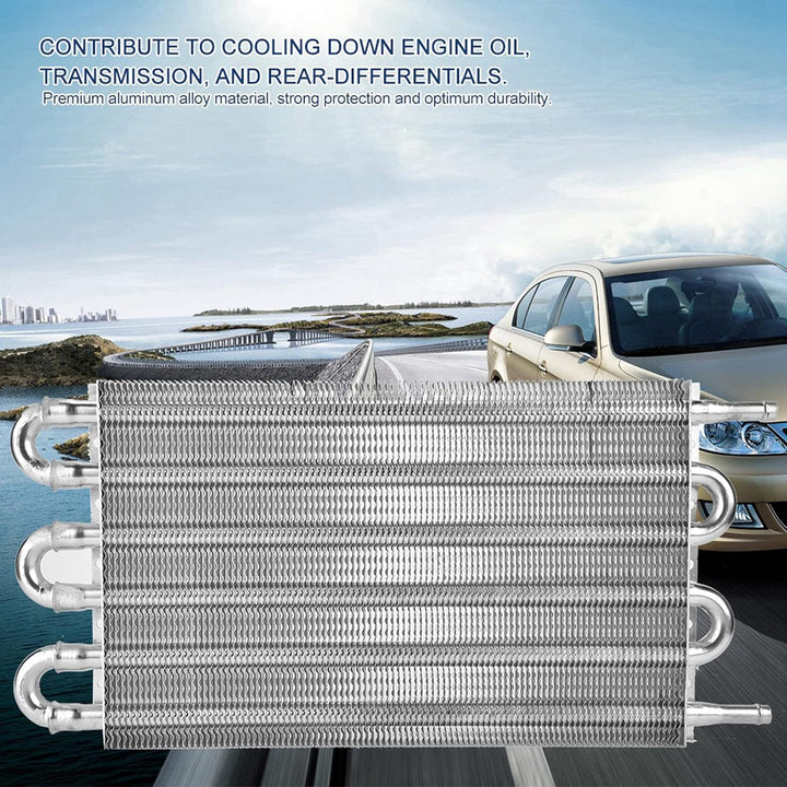Universell Autoölkühler Ölkühler Aluminium Motor Ölkühler Kühler für Servolenkung, Auto 6 reihiger R