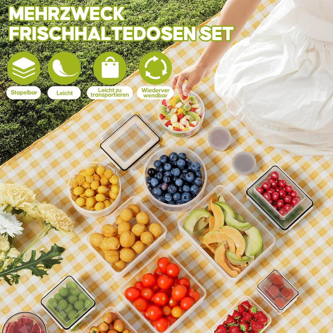 Wwtop 42er Frischhaltedosen mit Deckel, Vorratsdosen Set (21 Behälter + 21 Deckel), Meal Prep Boxen,