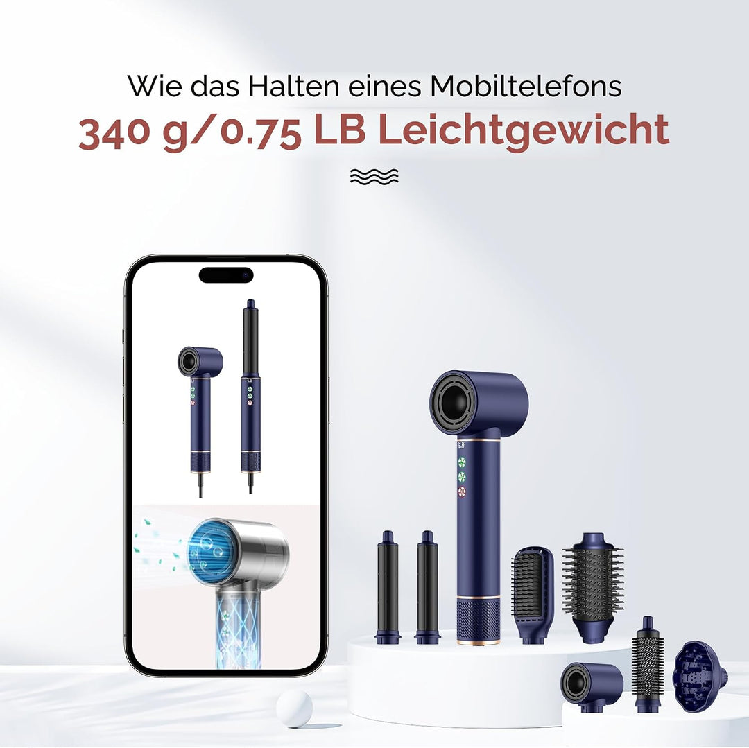 Air Styler 7 in 1 Airbrush Haarstyler Hair Styler mit 110000 U/Min Haartrockner 1300W High Speed Föh