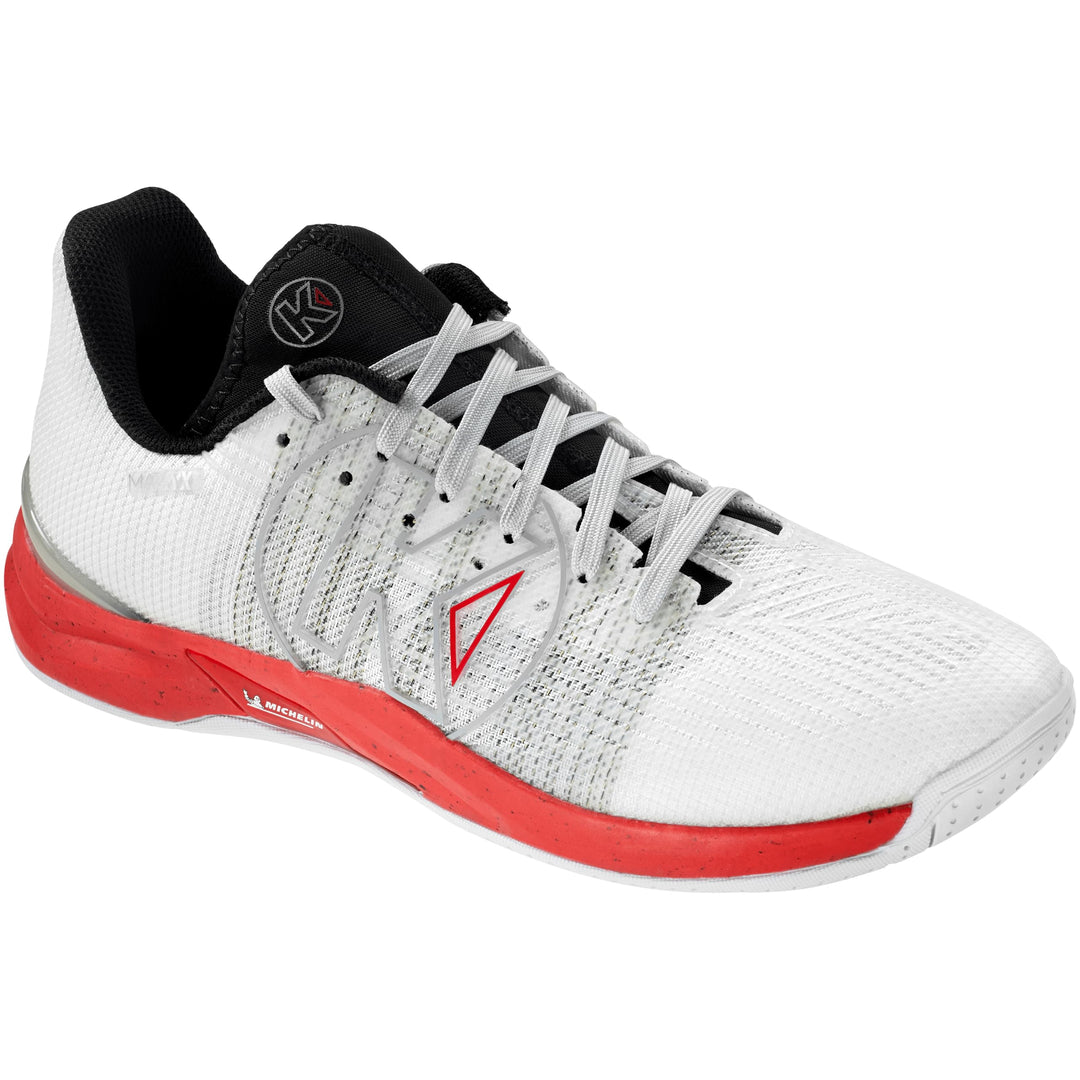 Kempa Attack One 2.0 Unisex Handballschuhe, Sportschuhe, Turnschuhe 47 EU Weiss Rot, 47 EU Weiss Rot