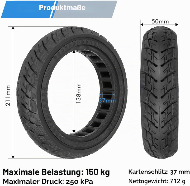 HPGAAVD 8,5 Zoll E Scooter Solid Reifen, 8 1/2 x 2 Vollgummireifen e scooter für Xiaomi M365 Pro2/Pr