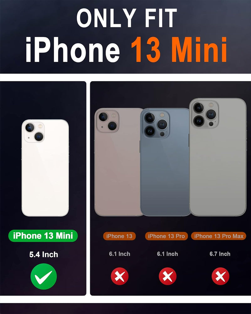 SHIELDON Hülle für iPhone 13 Mini, Stossfeste Handyhülle [Echtleder] [Verdicht TPU] [Kartenfach] [RF