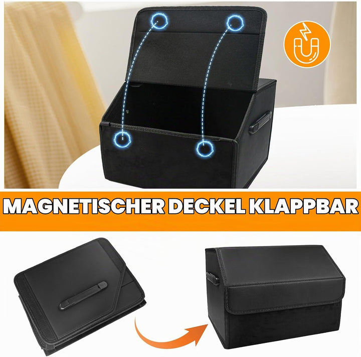 Faltbarer Kofferraum Organizer Auto Kofferraumtasche mit Magnetisch Deckel PU Faltbox Auto Zubehör I