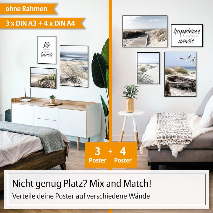 Hyggelig Home Premium Poster Set - 7 passende Bilder im stilvollen Set - Collage Bild Wand Deko - Se