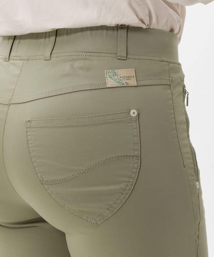 Raphaela by Brax Damen Style Lavina Verkürzt Rundum Schlupf Light Summer Cotton Hose 27W / 30L Sage,
