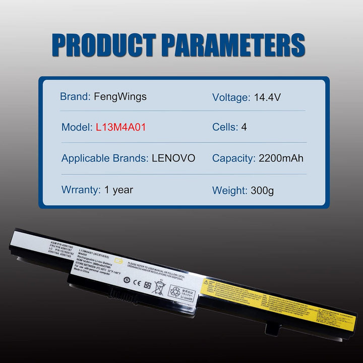 FengWings® L13L4A01 L13M4A01 L13M4A01, 14.4V 2200mAh Ersetzen für Lenovo B40-30 B40-50 B40-45A B40-7