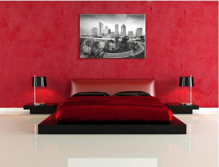 Pixxprint Skyline in den USA Kunst als Leinwandbild/Grösse: 100x70 / Wandbild/Kunstdruck/fertig besp