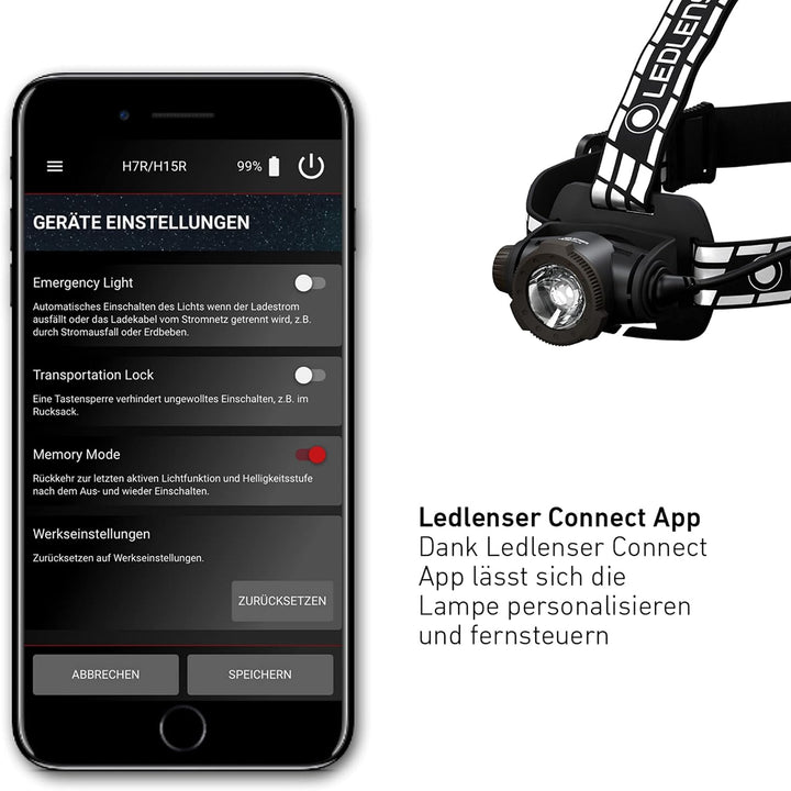 Ledlenser H7R Signature Premium Stirnlampe LED, aufladbar, wasserdicht IP67, 1200 Lumen, fokussierba