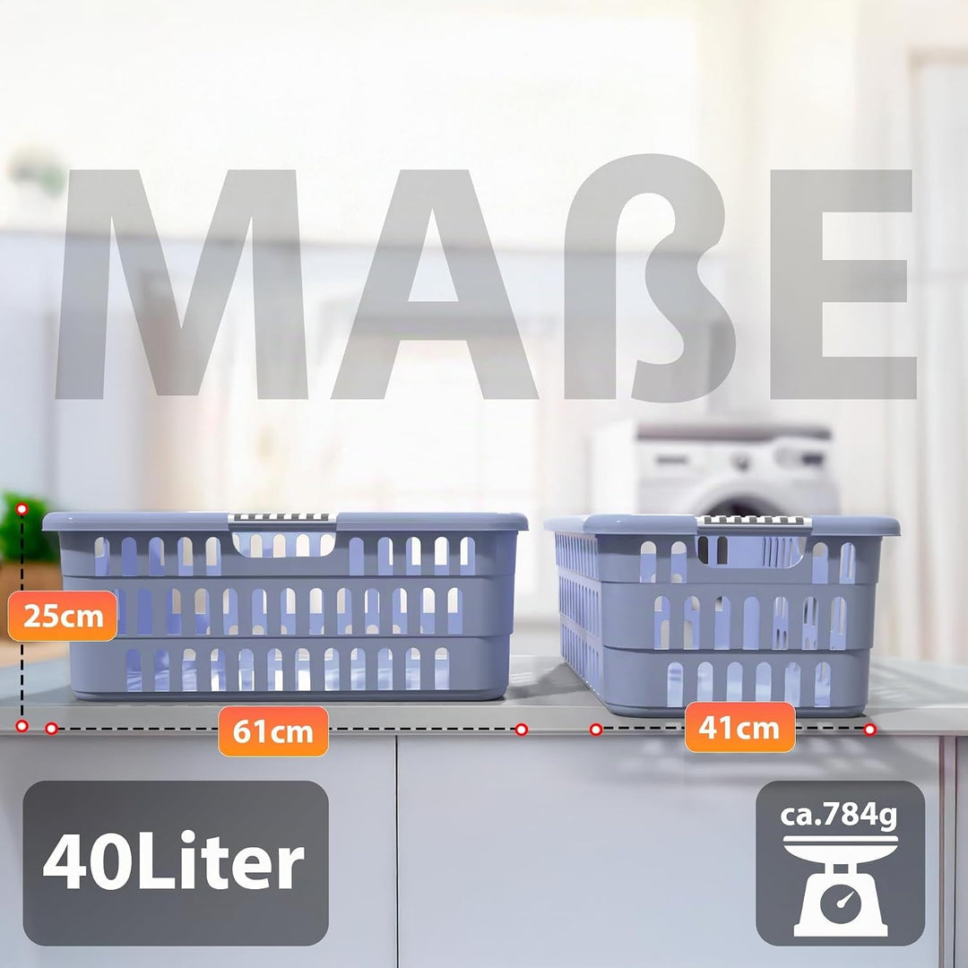 BigDean 2x Wäschekorb 40L mit Softgriffen – Wäschewanne | Made in Germany 2 Stück, 2 Stück