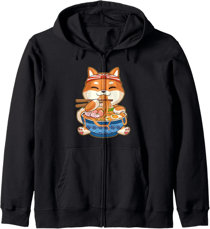 Kawaii Süsse Anime Shiba Inu Hund Otaku Japanische Ramen Kapuzenjacke