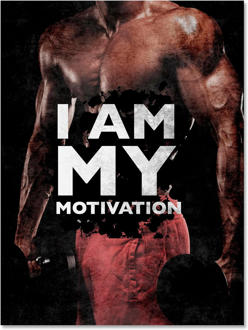 wandmotiv24 Leinwand-Bilder Motivation, Grösse 80x60cm, Hochformat, I am My Motivation, Mann, Sport,