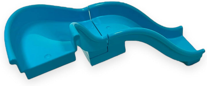 LEGO Duplo Rutsche 2 teilig, mit 90grad Teilstück Hellblau, so können Figuren rutschen