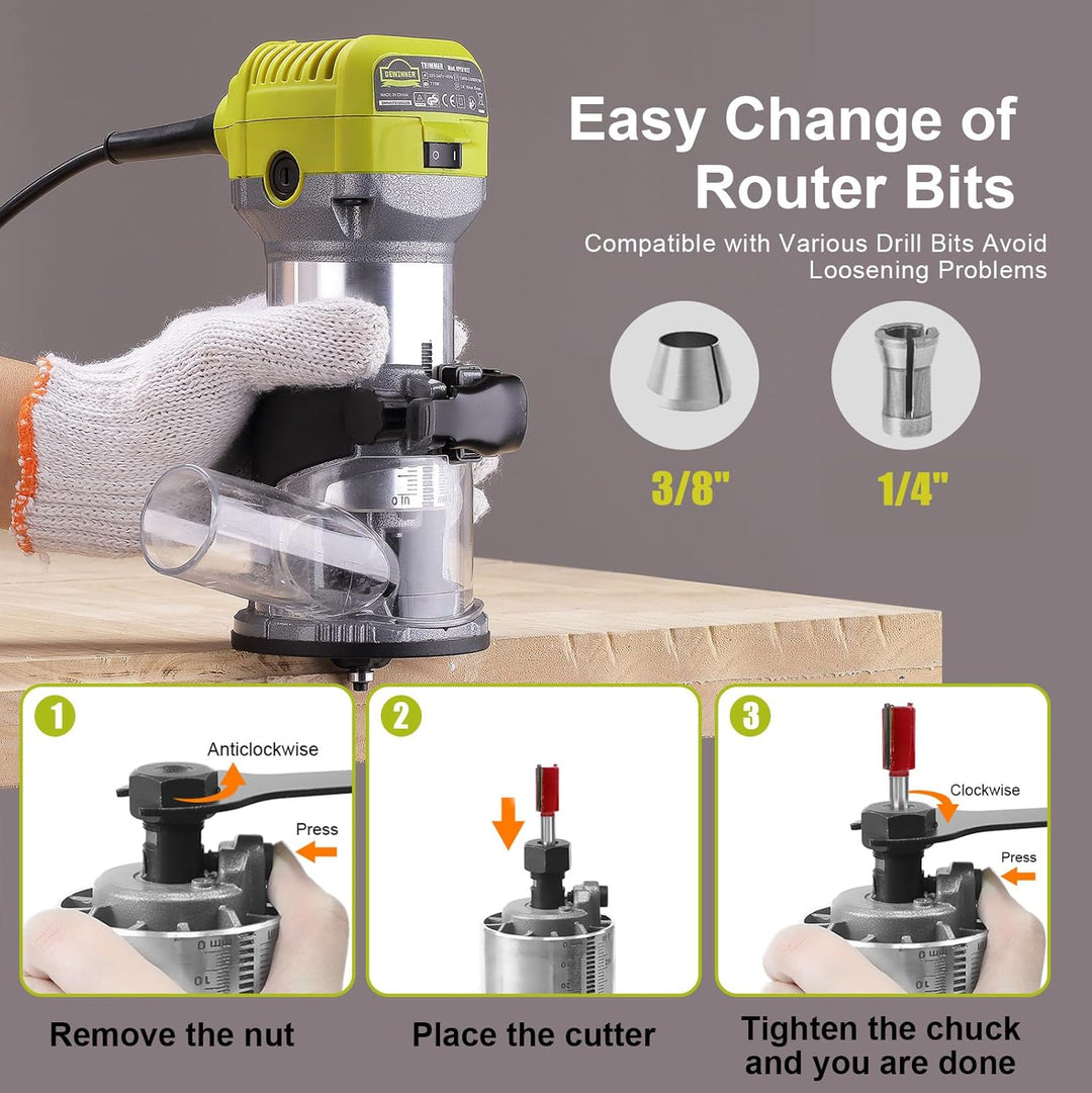 DEWINNER Holzfräse Oberfräse, Oberfräse Trimmer Router Elektrische Fräsmaschine Holzwerkzeug 710 W,