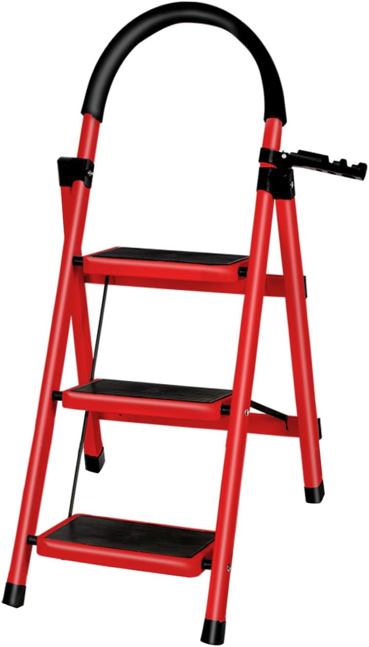 Haushaltsleiter, 3 Stufen, Aluminium, mit Handläufen, 150 kg, Aluminiumleiter, Multifunktionsleiter