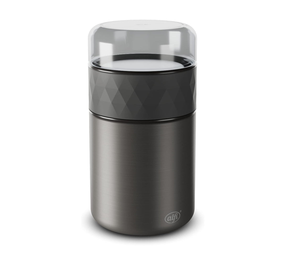 alfi ENDLESS FOOD MUG 500ml, caviar black, Thermobehälter für Essen Edelstahl mit Snackpot, 3-teilig