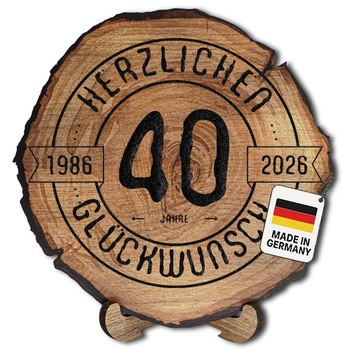 DARO Design - Holzscheibe - 40 Jahre - Grösse 30cm- Geschenk zum Jubiläum, 40 Geburtstag, Jahrestag